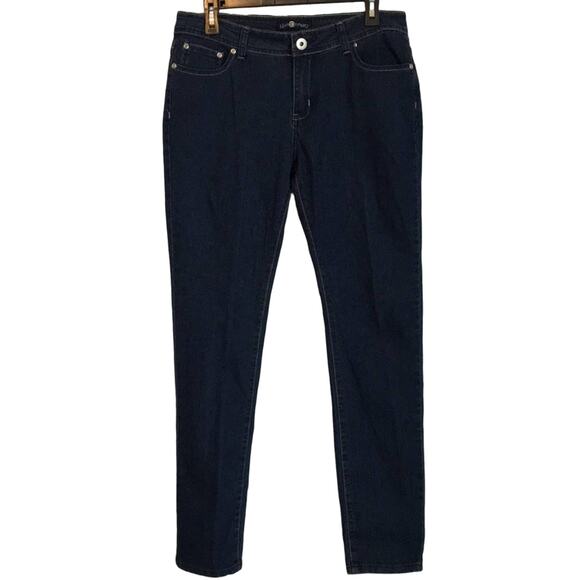 Blue IDentify Size 8 Dark Wash Skinny Jeans With Black Sequence On Pockets - Picture 1 of 5